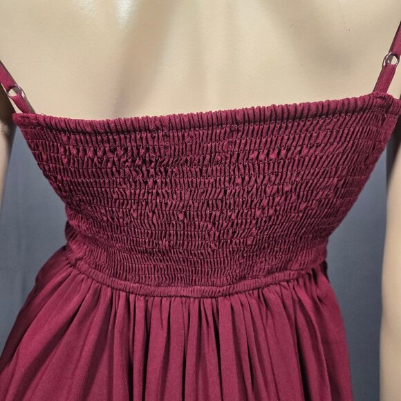 Y2K Fit Flare Whimsigoth Dress M Burgundy Flocked Velvet Corset Mini Pockets - Picture 9 of 10
